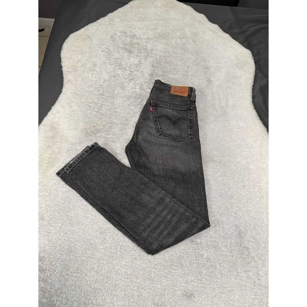 Levi's 501 S Button Fly Black Washed Skinny Denim Jeans Size 26x30 Pants Stretch
